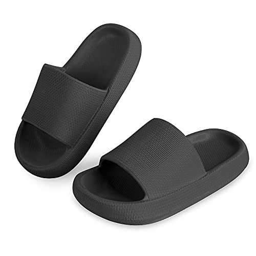 Jungen Mädchen Badelatschen Pantoletten Sommer Hausschuhe Dusch-& Badeschuhe Rutschfeste Flache Strand Sandalen Schuhe Schwarz 28/29 EU von Menore