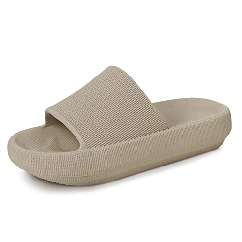 Menore Herren Damen Badeschuhe Badeschlappen Slippers Sommer Cloudyzz Schlappen Hausschuhe Home Slippers rutschfeste Pantoletten Badelatschen Strand Sandale Indoor & Outdoor Dunkles Khaki 44/45 EU von Menore