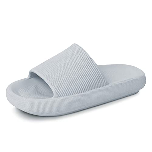 Menore Herren Damen Badeschuhe Badeschlappen Slippers Sommer Cloudyzz Schlappen Hausschuhe Home Slippers Rutschfeste Pantoletten Badelatschen Strand Sandale Indoor & Outdoor Grau 35/36 EU von Menore