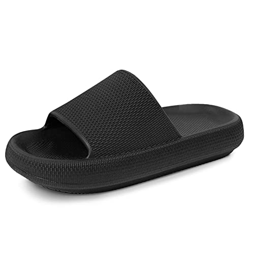 Menore Herren Damen Badeschuhe Badeschlappen Slippers Sommer Cloudyzz Schlappen Hausschuhe Home Slippers Rutschfeste Pantoletten Badelatschen Strand Sandale Indoor & Outdoor Schwarz 40/41 EU von Menore