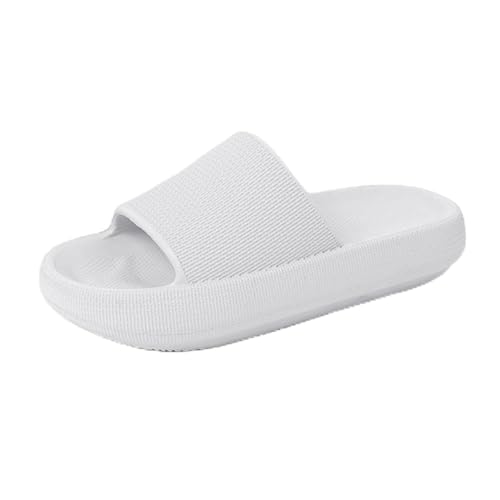 Menore Herren Damen Badeschuhe Badeschlappen Slippers Sommer Cloudyzz Schlappen Hausschuhe Home Slippers Rutschfeste Pantoletten Badelatschen Strand Sandale Indoor & Outdoor Weiß 37/38 EU von Menore