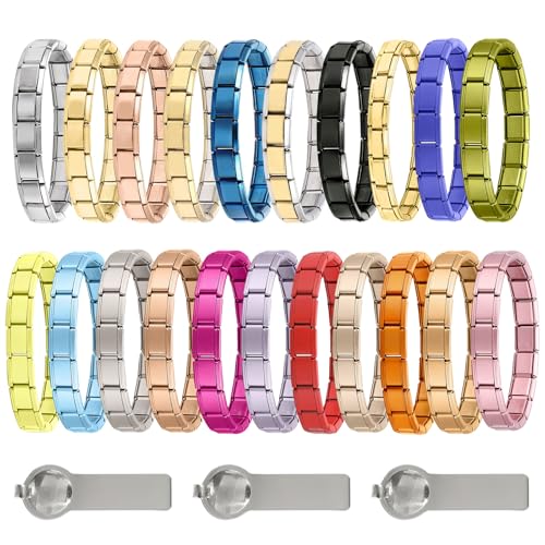 Menore Italian Charm Bracelet, Italian Charms Armband Set, DIY Abnehmbar 9mm Edelstahl Module für Italienische Armbänder, Geschenk für Frauen Mädchen (Mattes Orange) von Menore