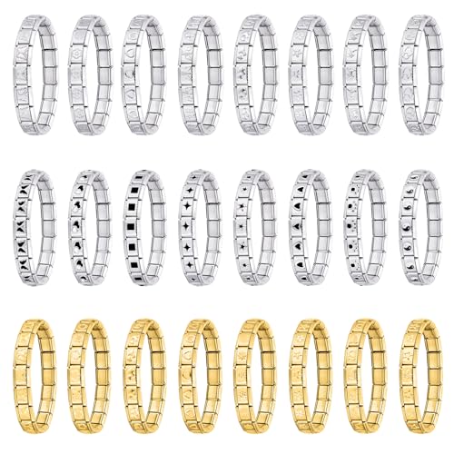 Menore Italian Charm Bracelet, Italian Charms Armband mit Muster, DIY Abnehmbar 9mm Edelstahl Module für Italienische Armbänder, Geschenk für Frauen Mädchen von Menore