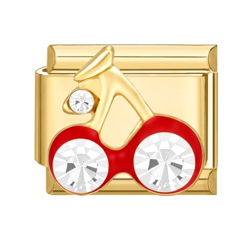 Menore Italian Charm Bracelet Gold, 9mm Italian Charms mit Anhänger, DIY Abnehmbar Edelstahl Module für Italienische Armbänder, Armband Zubehör, Italian Style Charms für Damen von Menore