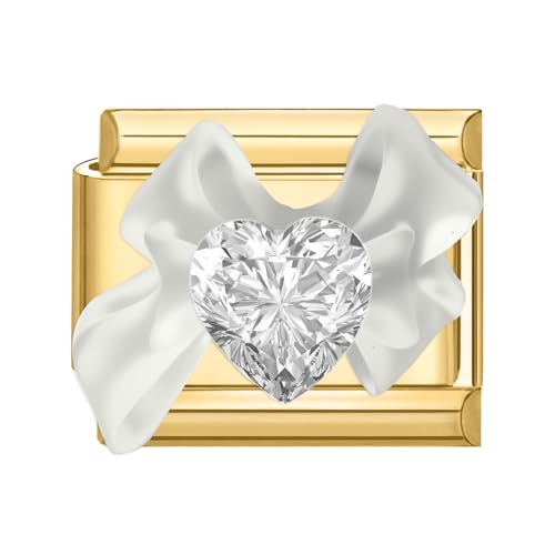 Menore Italian Charm Bracelet Gold, 9mm Italian Charms mit Anhänger, DIY Abnehmbar Edelstahl Module für Italienische Armbänder, Armband Zubehör, Italian Style Charms für Damen von Menore