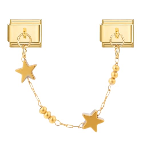 Menore Italian Charm Bracelet Gold, 9mm Italian Charms mit Anhänger Gold, Armband Zubehör, DIY Abnehmbar Edelstahl Module für Italienische Armbänder, Italian Style Charms für Damen von Menore