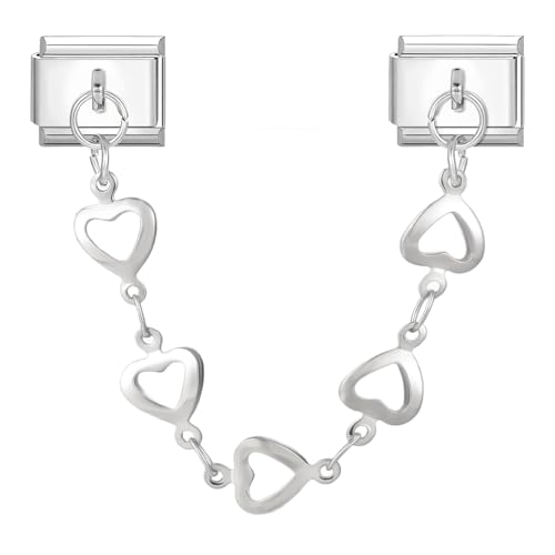 Menore Italian Charm Bracelet Silber, 9mm Italian Charms mit Anhänger Silber, Armband Zubehör, DIY Abnehmbar Edelstahl Module für Italienische Armbänder, Italian Style Charms für Damen von Menore