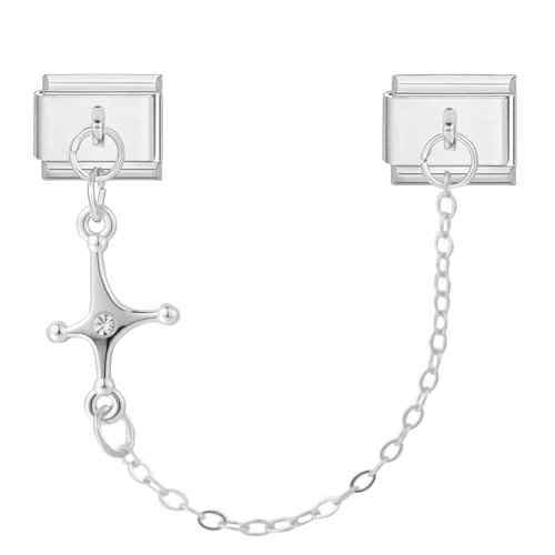 Menore Italian Charm Bracelet Silber, 9mm Italian Charms mit Anhänger Silber, Armband Zubehör, DIY Abnehmbar Edelstahl Module für Italienische Armbänder, Italian Style Charms für Damen von Menore