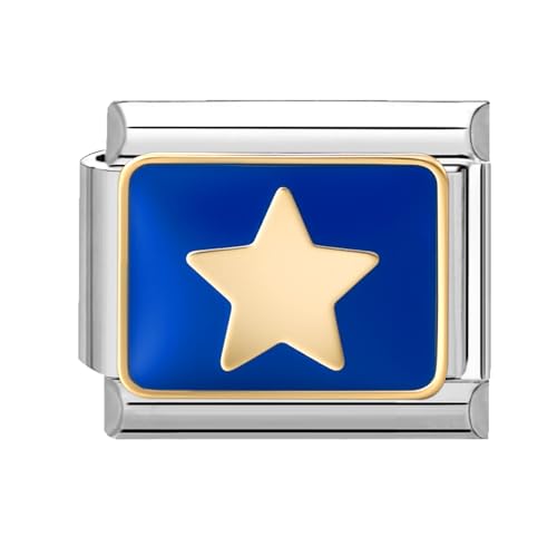 Menore Italian Charm Bracelet Silber, Blaue Stern & Mond Serie 9mm Italian Charms, DIY Abnehmbar Edelstahl Module für Italienische Armbänder, Armband Zubehör, Italian Style Charms für Damen von Menore