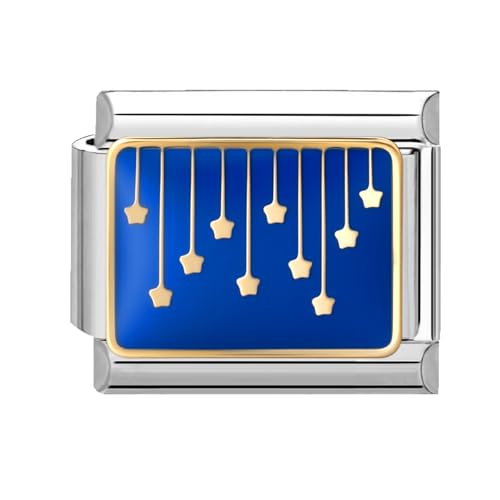 Menore Italian Charm Bracelet Silber, Blaue Stern & Mond Serie 9mm Italian Charms, DIY Abnehmbar Edelstahl Module für Italienische Armbänder, Armband Zubehör, Italian Style Charms für Damen von Menore