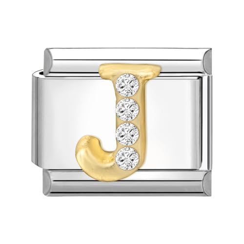 Menore Italian Charm Bracelet Silber Gold, A-Z Buchstaben 9mm Italian Charms, DIY Abnehmbar Edelstahl Module für Italienische Armbänder, Armband Zubehör, Italian Style Charms für Damen von Menore