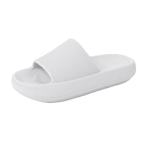 Menore Herren Damen Badeschuhe Badeschlappen Slippers Sommer Cloudyzz Schlappen Hausschuhe Home Slippers rutschfeste Pantoletten Badelatschen Strand Sandale Indoor & Outdoor Weiß 39/40 EU von Menore