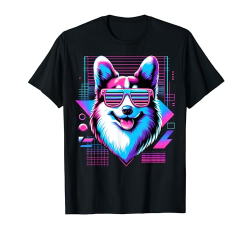 Herren und Damen Pembroke Vintage Vaporwave Corgi Lover T-Shirt Herren und Damen Pembroke Vintage Vaporwave Corgi Lover T-Shirt von Mens, Womens and Kids Corgi Dog
