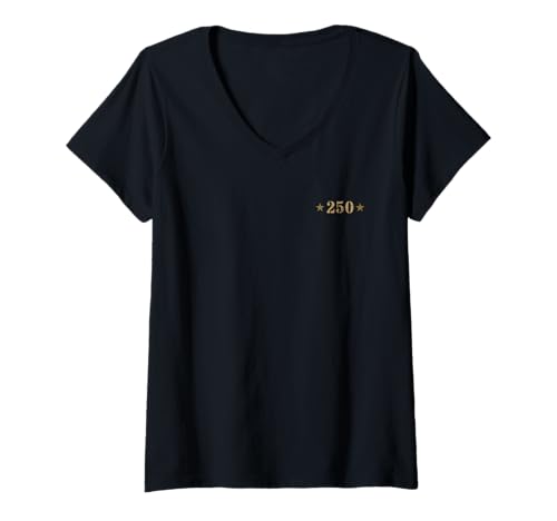 Damen 250 Jahre Flagge vorne hinten Herren zweiseitig T-Shirt mit V-Ausschnitt Damen 250 Jahre Flagge vorne hinten Herren zweiseitig T-Shirt mit V-Ausschnitt von Mens 250 Years Birthday 1776 2026 Rugged Flag Tees