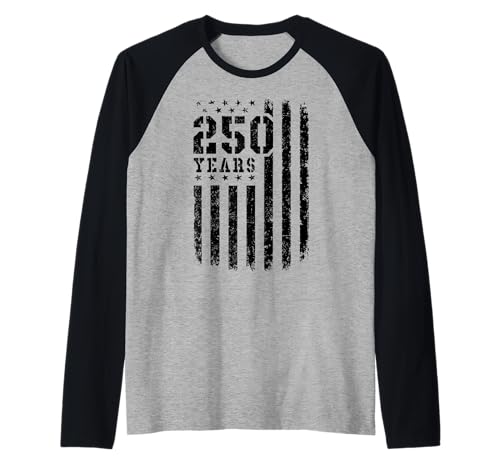 250 Jahre US-Flagge im Distressed-Look für Herren Raglan von Mens 250 Years of America Distressed Flag T-sihrt