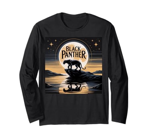 Black Panther Mädchen Jungen Lake Reflection Black Panther Party Langarmshirt Black Panther Mädchen Jungen Lake Reflection Black Panther Party Langarmshirt von Mens Black Panther Costume Adult Clothing