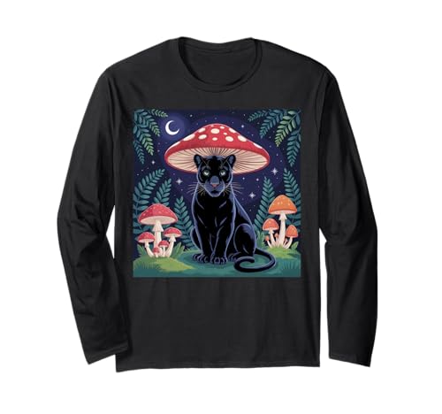 Damen Black Panther Cottagcore Pilz Hut Grunge Ästhetik Langarmshirt von Mens Black Panther Costume Adult Clothing