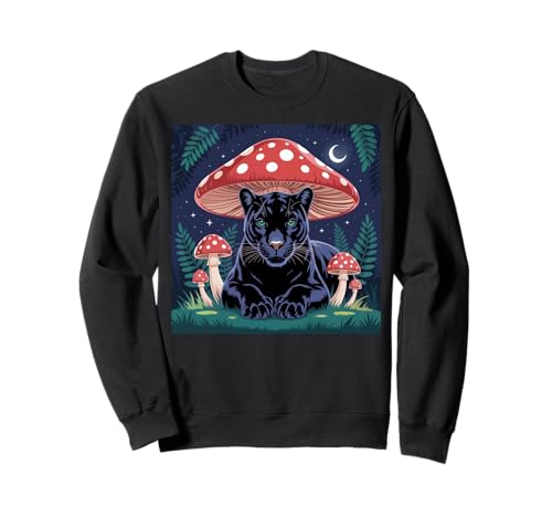 Damen Black Panther Cottagcore Pilz Hut Grunge Ästhetik Sweatshirt von Mens Black Panther Costume Adult Clothing