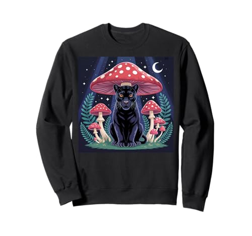Damen Black Panther Cottagcore Pilz Hut Grunge Ästhetik Sweatshirt von Mens Black Panther Costume Adult Clothing