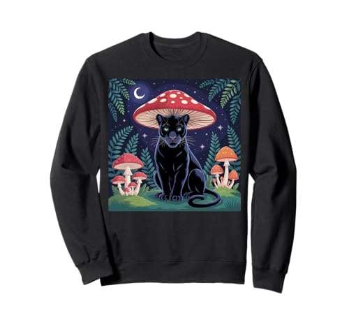 Damen Black Panther Cottagcore Pilz Hut Grunge Ästhetik Sweatshirt von Mens Black Panther Costume Adult Clothing