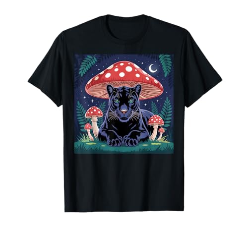 Damen Black Panther Cottagcore Pilz Hut Grunge Ästhetik T-Shirt von Mens Black Panther Costume Adult Clothing