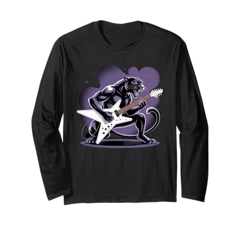 Kinder Black Panther spielt Gitarre Rock Star Rock and Roll Langarmshirt Kinder Black Panther spielt Gitarre Rock Star Rock and Roll Langarmshirt von Mens Black Panther Costume Adult Clothing