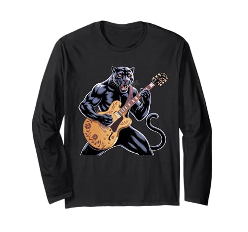 Kinder Black Panther spielt Gitarre Rock Star Rock and Roll Langarmshirt Kinder Black Panther spielt Gitarre Rock Star Rock and Roll Langarmshirt von Mens Black Panther Costume Adult Clothing