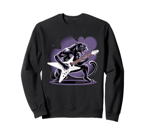 Kinder Black Panther spielt Gitarre Rock Star Rock and Roll Sweatshirt von Mens Black Panther Costume Adult Clothing