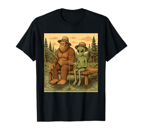 Bigfoot Fishing Herren Jungen Sasquatch Angeln Distressed Alien T-Shirt Bigfoot Fishing Herren Jungen Sasquatch Angeln Distressed Alien T-Shirt von Mens Boys Fishing Bigfoot Alien UFO Designs Shirts