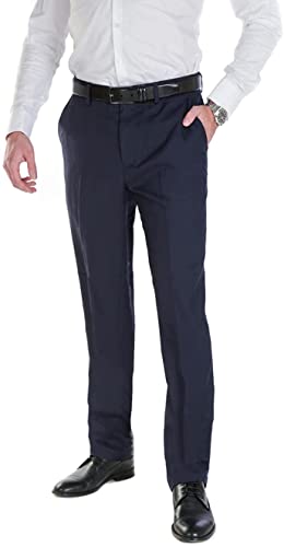 NGB Herren Anzughose Hose mit Bügelfalte - Regular Fit untersetzte Größe - Navyblau 30 von NGB