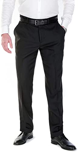 NGB Herren Anzughose Hose mit Bügelfalte - Regular Fit untersetzte Größe - Schwarz 28 von NGB