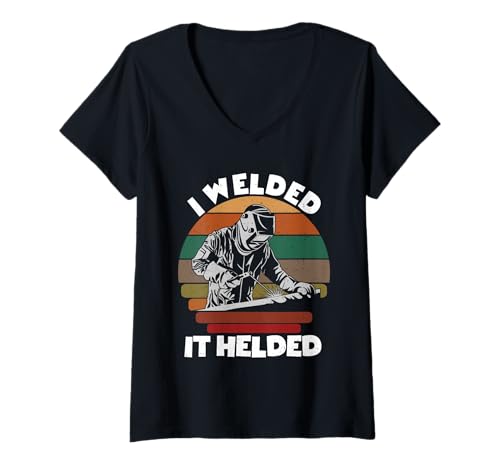 Damen Herren I Welded It Helded Welder Fun Retro Welding Silhouette T-Shirt mit V-Ausschnitt Damen Herren I Welded It Helded Welder Fun Retro Welding Silhouette T-Shirt mit V-Ausschnitt von Mens I Welded It Helded Welder Fun Welding