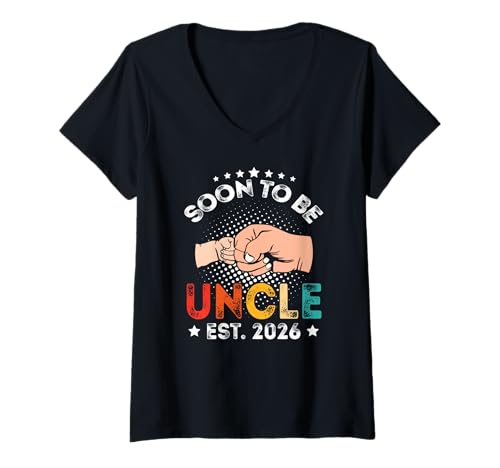 Damen 2026 Zum Onkel befördert und Bald Onkel est. 2026 T-Shirt mit V-Ausschnitt Damen 2026 Zum Onkel befördert und Bald Onkel est. 2026 T-Shirt mit V-Ausschnitt von Mens Soon To Be Uncle 2026 Dad Baby