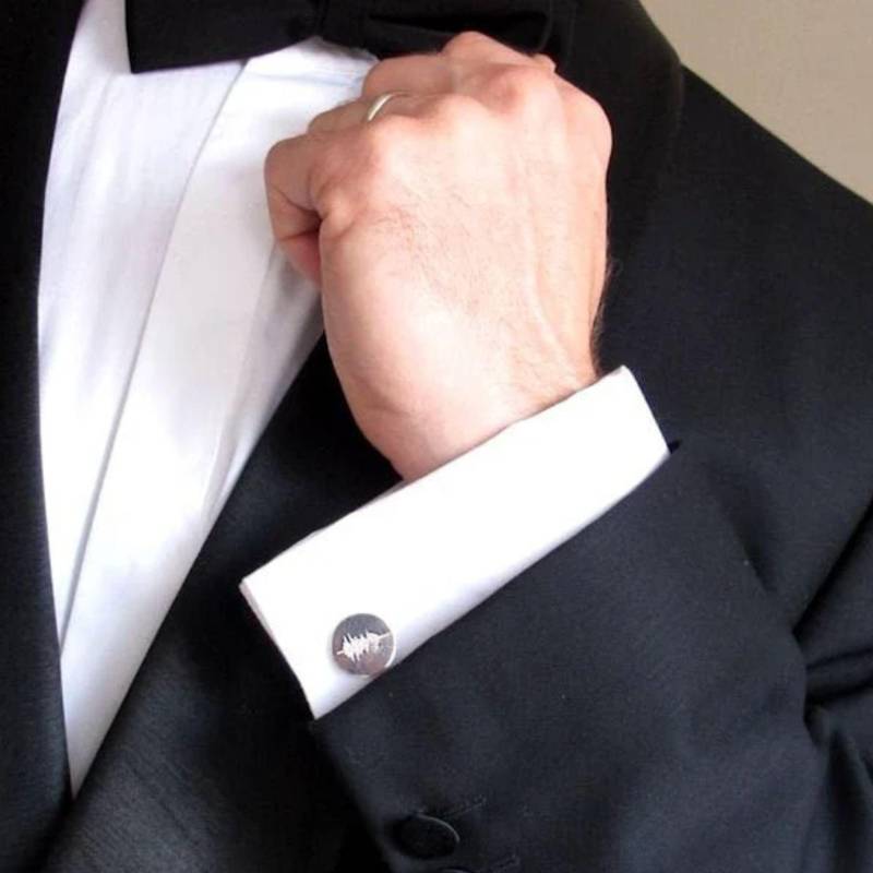 Custom Design Manschettenknöpfe Geschenk Für Ihn Groomsmen Geschenke Silber Gravur Soundwave Manschettenknopf Koordinaten Ihn von MensGift