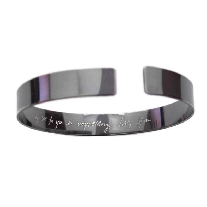 Echte Handschrift Manschette Armband Für Männer Gedenkgeschenk Ihn Schwarze Sterling Silber Personalisierte Signatur Armreif Herren Geschenk von MensGift