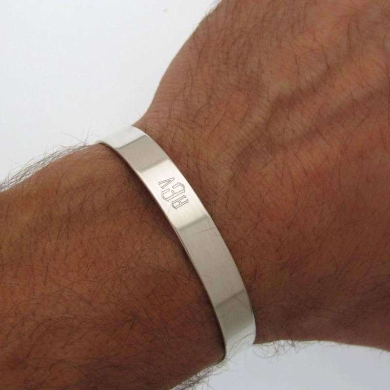 sterling Silber Initialen Manschette Armband Für Männer Personalisierte Freund Geschenk Versteckte Nachricht Geburtstag Herren Ihn von MensGift