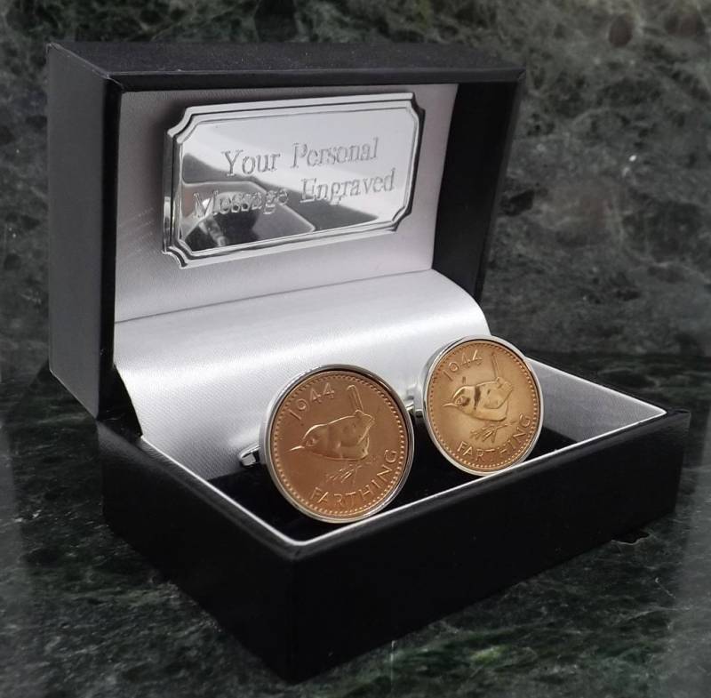 1944 Kupfer-Cufflinks Farthing Coin Cufflinks Birth Year Handgemacht Mens Geschenk 75. Geburtstag Cuff Link 75 Jahre von MensGiftsOnline