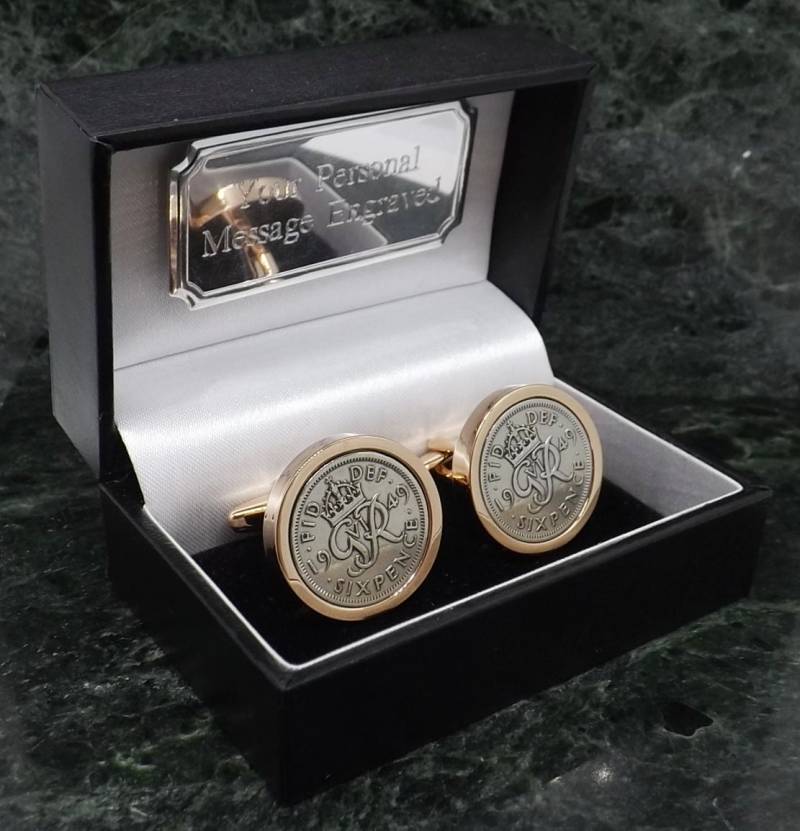 1949 Silber Manschettenknöpfe Sechs Pence Münze Geburtsjahr Roségold Herren Geschenk 72. Geburtstag 72 Jahrestag von MensGiftsOnline