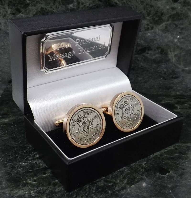 1949 Silber Manschettenknöpfe Six Pence Münze Geburt Jahr Rose Gold Manschettenknopf Herren Geschenk Geburtstag Jubiläum von MensGiftsOnline