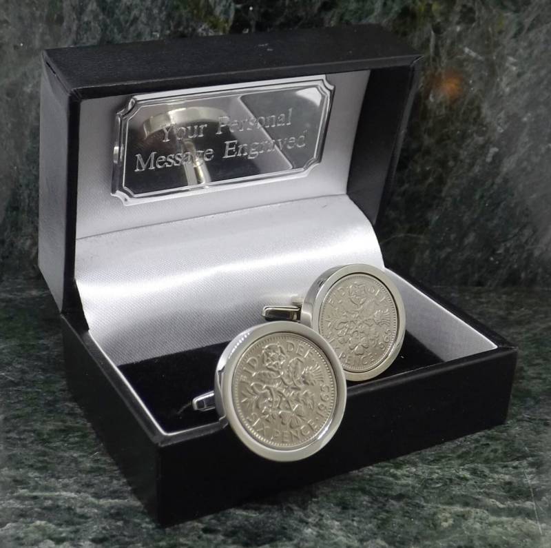 1965 Silber Manschettenknöpfe Sechs Pence Münze Geburt Jahr Silverplate Mann Geschenk 55. Geburtstag Manschette N. Rand 54 Jahre Jubiläum von MensGiftsOnline