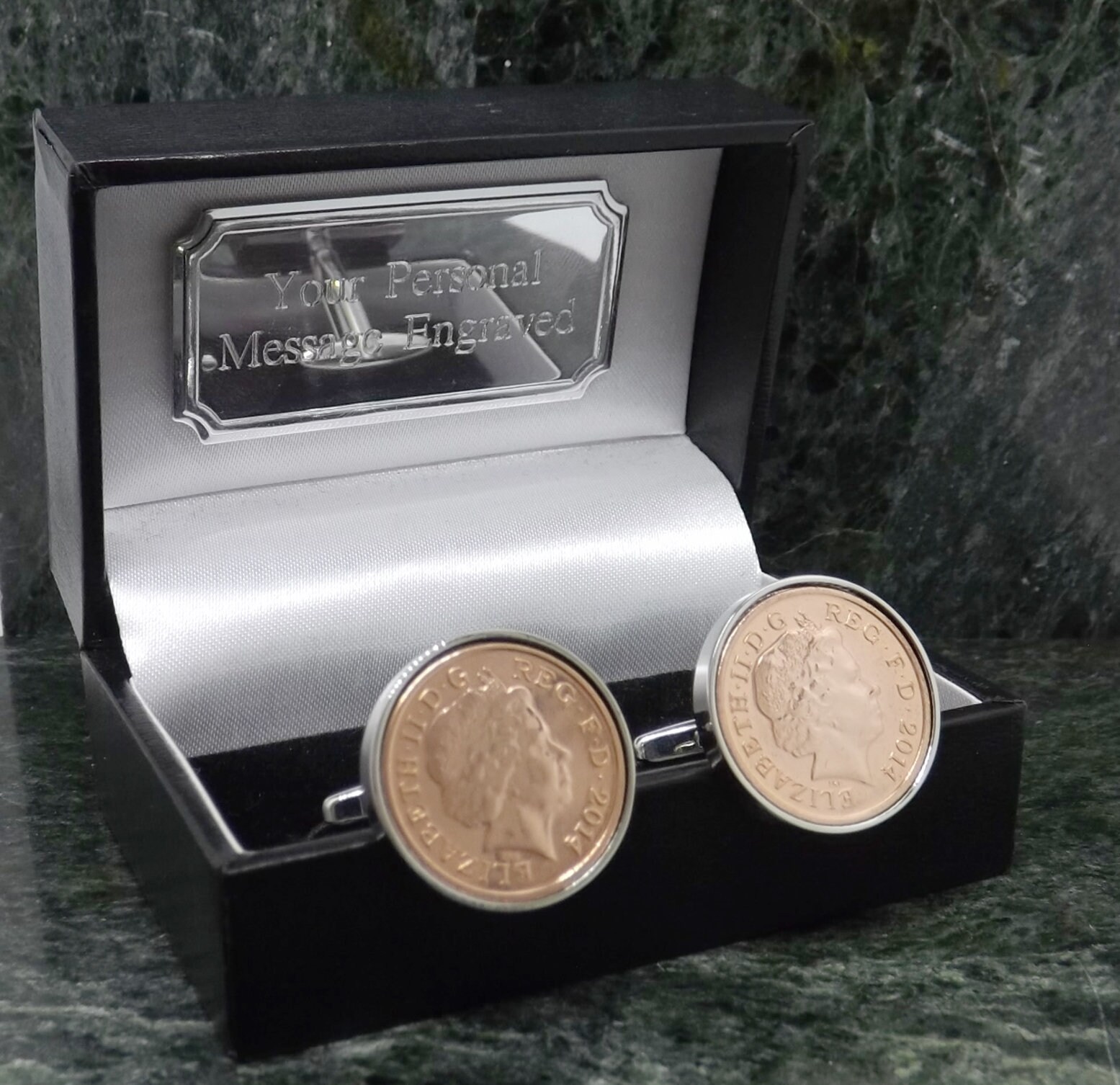 2014 Münze Manschettenknöpfe Ein Penny Geburtsjahr Silberteller Mann Geschenk 7 Geburtstag 7. Jahr Jubiläum von MensGiftsOnline