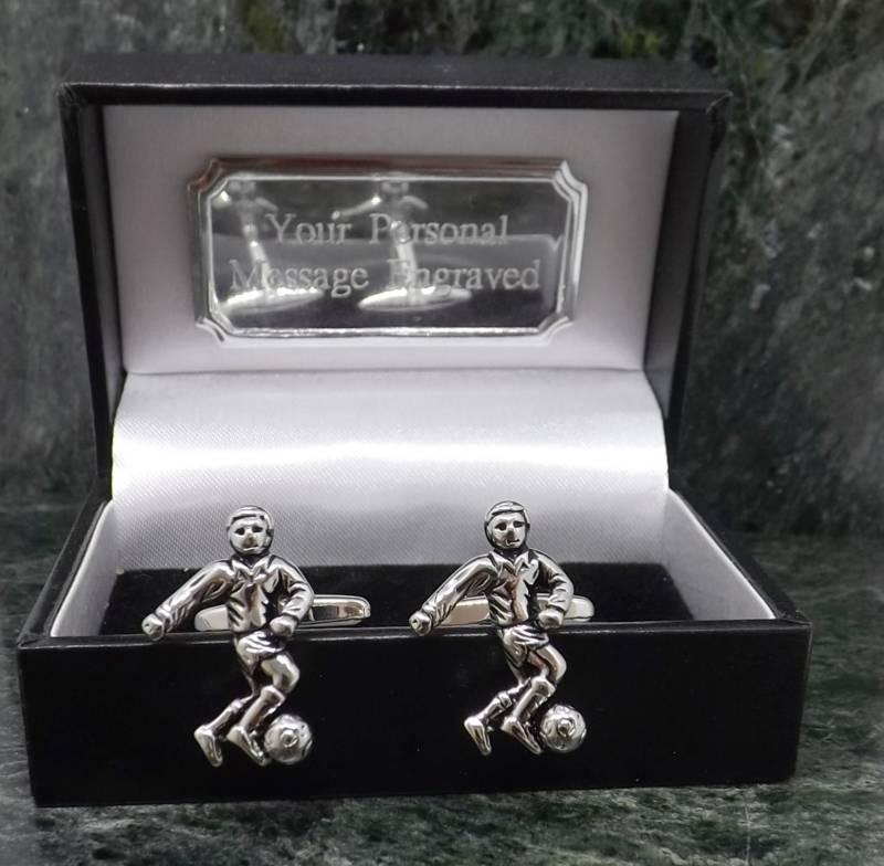 Fußball Manschettenknöpfe Personalisierte Tor Stürmer Herren Geschenk Geburtstag Jahrestag Hochzeit Bräutigam von MensGiftsOnline