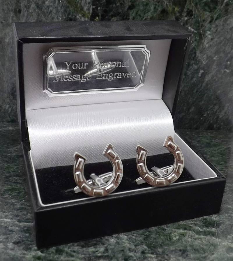 Glücksbringer Hufeisen Manschettenknöpfe Personalisierte Glück Hochzeit Herren Geschenk Geburtstag Jahrestag von MensGiftsOnline