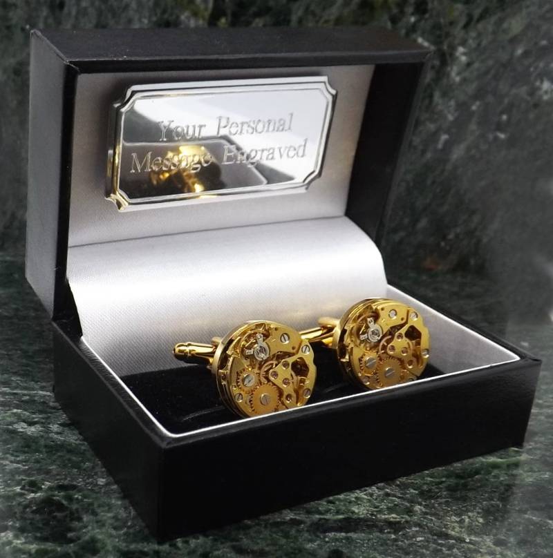Gold Manschettenknöpfe Personalisierte Uhr Steam Punk Steampunk Herren Geschenk Geburtstag Manschettenknopf Jahrestag von MensGiftsOnline