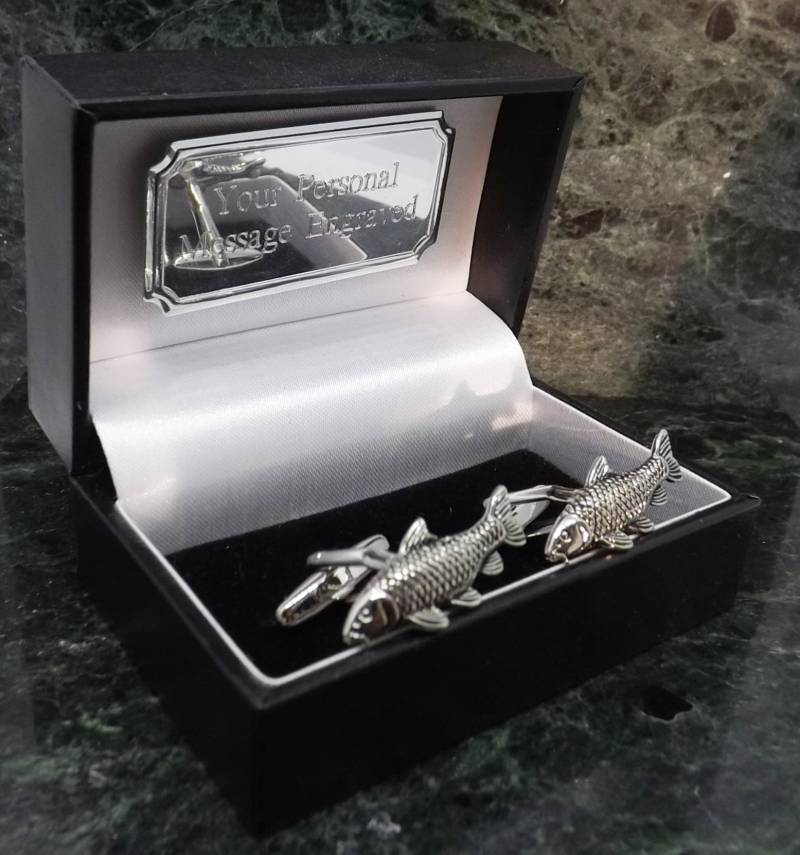 Karpfen Manschettenknöpfe Silber Fisch Herren Geschenk Geburtstag von MensGiftsOnline