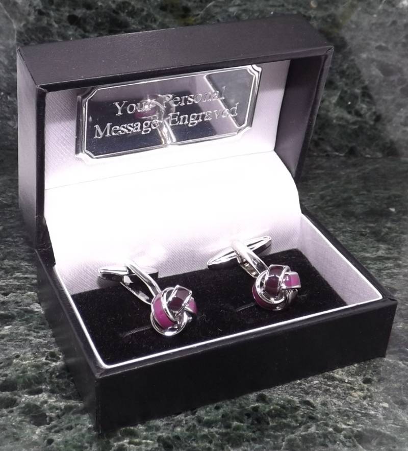 Lila Manschettenknöpfe Personalisiert Liebesknoten Emaille Violett Herren Geschenk Geburtstag Manschettenknopf Jubiläum von MensGiftsOnline