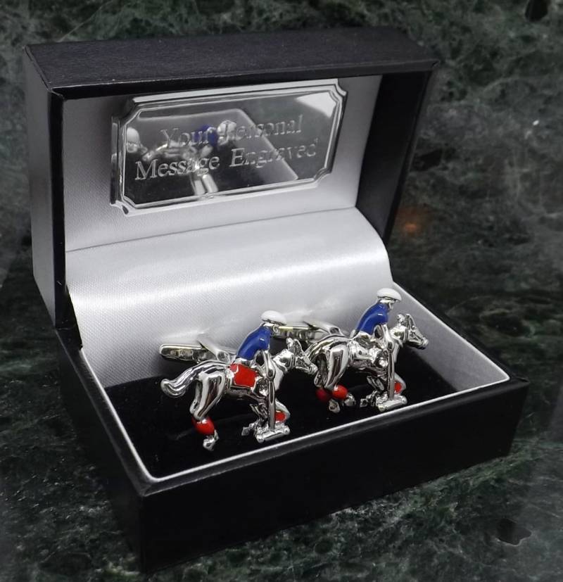 Manschettenknöpfe Mit Polo Pony, Personalisiert, Handbemalt Emaille Pferd Herren Geschenk Geburtstag Manschettenknopf Jahrestag von MensGiftsOnline