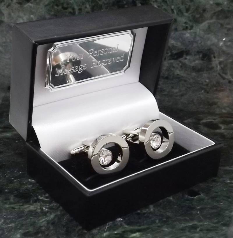 Manschettenknöpfe Swarovski Personalisierte Kristall Edelstein Diamant Herren Geschenk Geburtstag Manschettenknopf Jubiläum von MensGiftsOnline