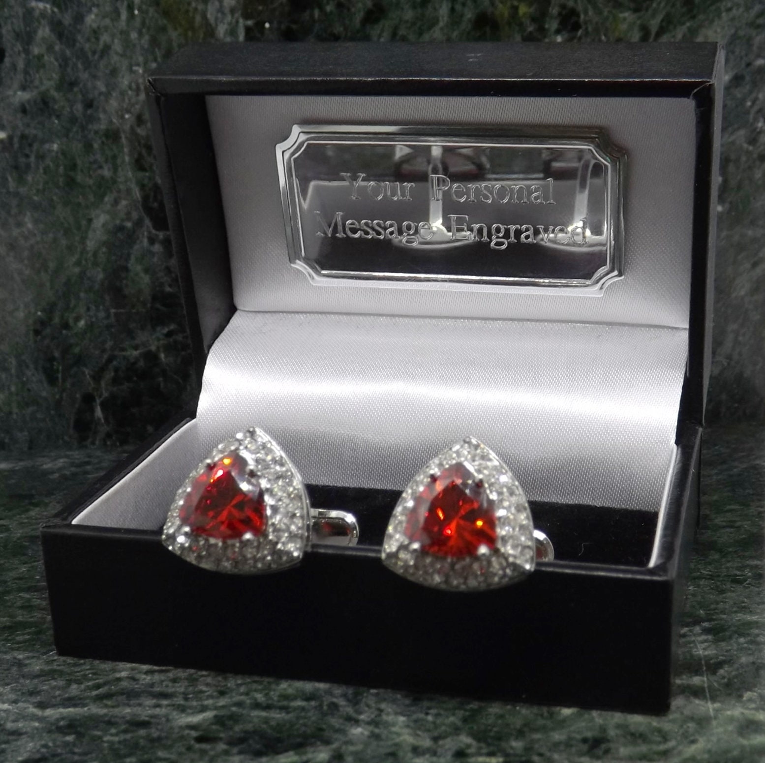 Manschettenknöpfe Swarovski Personalisierte Kristall Edelstein Rot Herren Geschenk Geburtstag Manschettenknopf Jahrestag von MensGiftsOnline