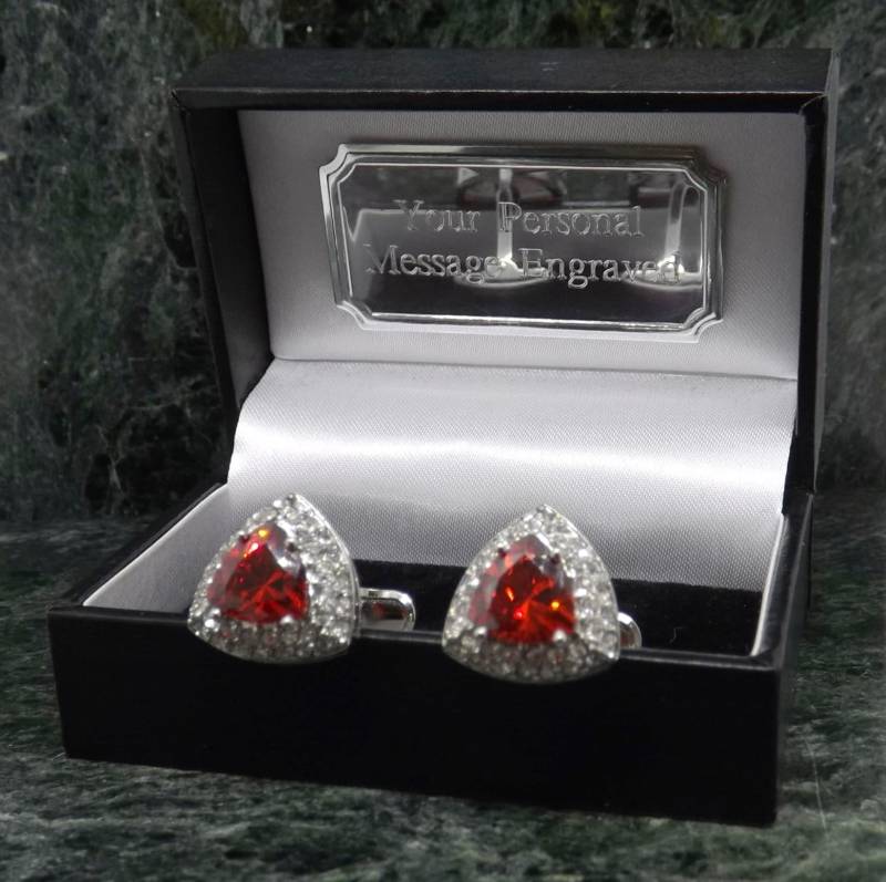 Manschettenknöpfe Swarovski Personalisierte Kristall Edelstein Rot Herren Geschenk Geburtstag Manschettenknopf Jahrestag von MensGiftsOnline